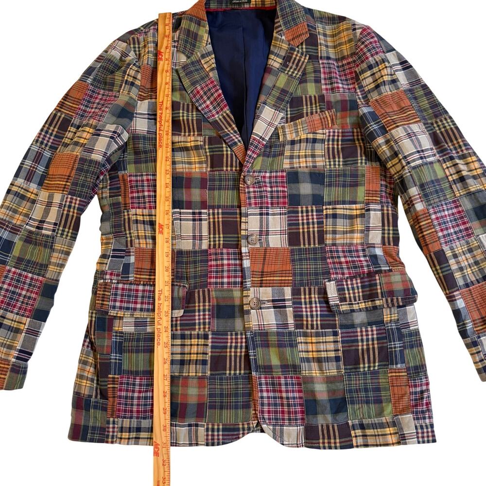 J.Crew Madras Patchwork Mens Blazer Preppy Size 42 Regular Sport Coat Academia - Picture 7 of 11